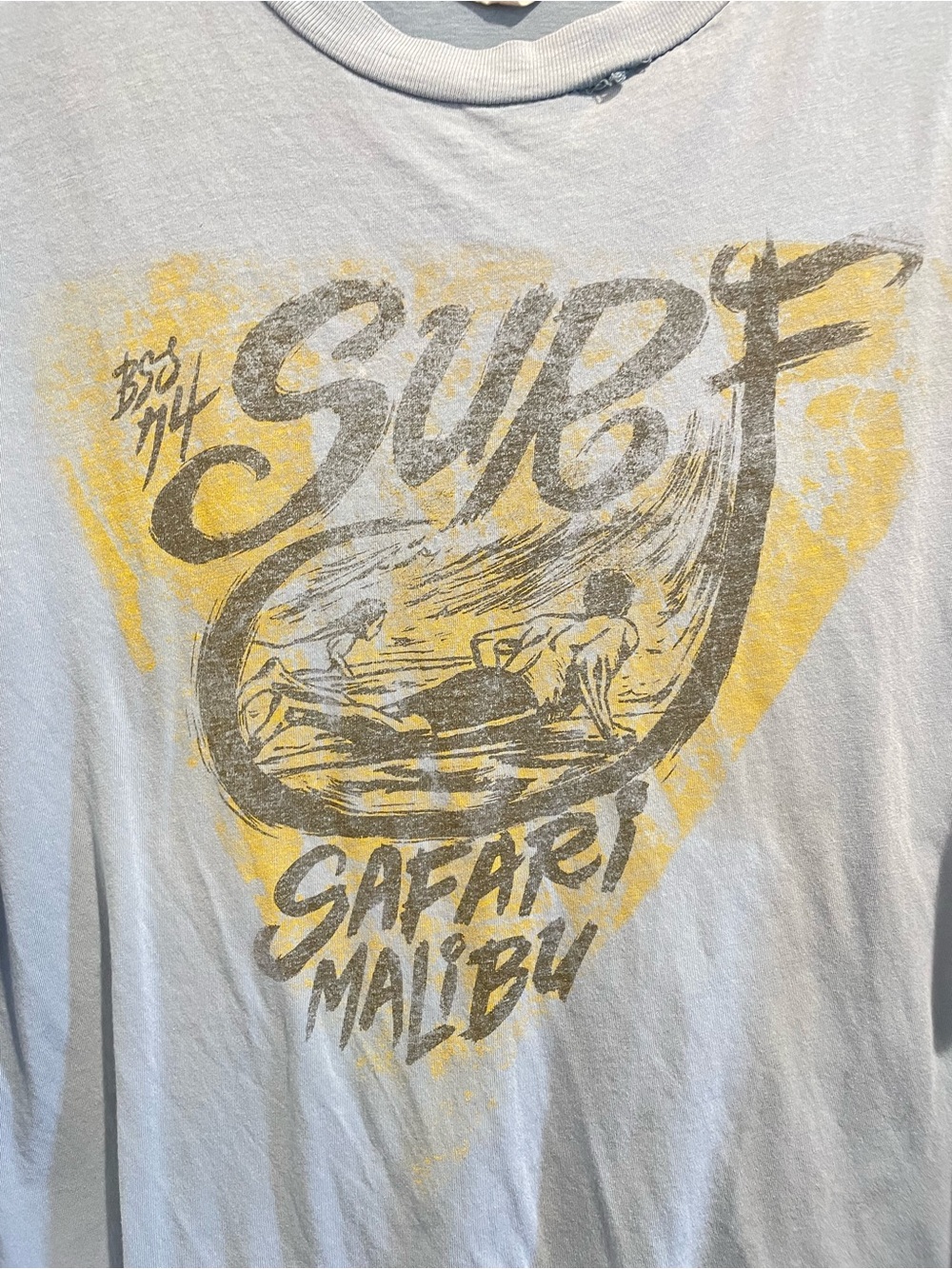 Big Star Surf Safari Malibu Shirt XL Blue Exposed Overlock Seam Graphic Tee - Picture 4 of 9
